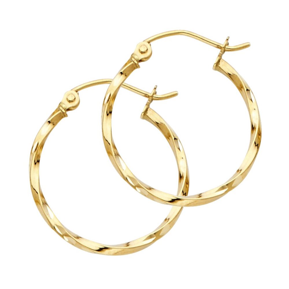 14KT Gold Fancy Curled Hoop Earrings 20mm